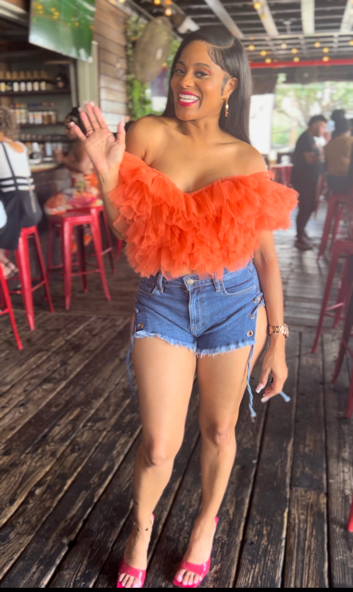 ORANGE Ruffle Top